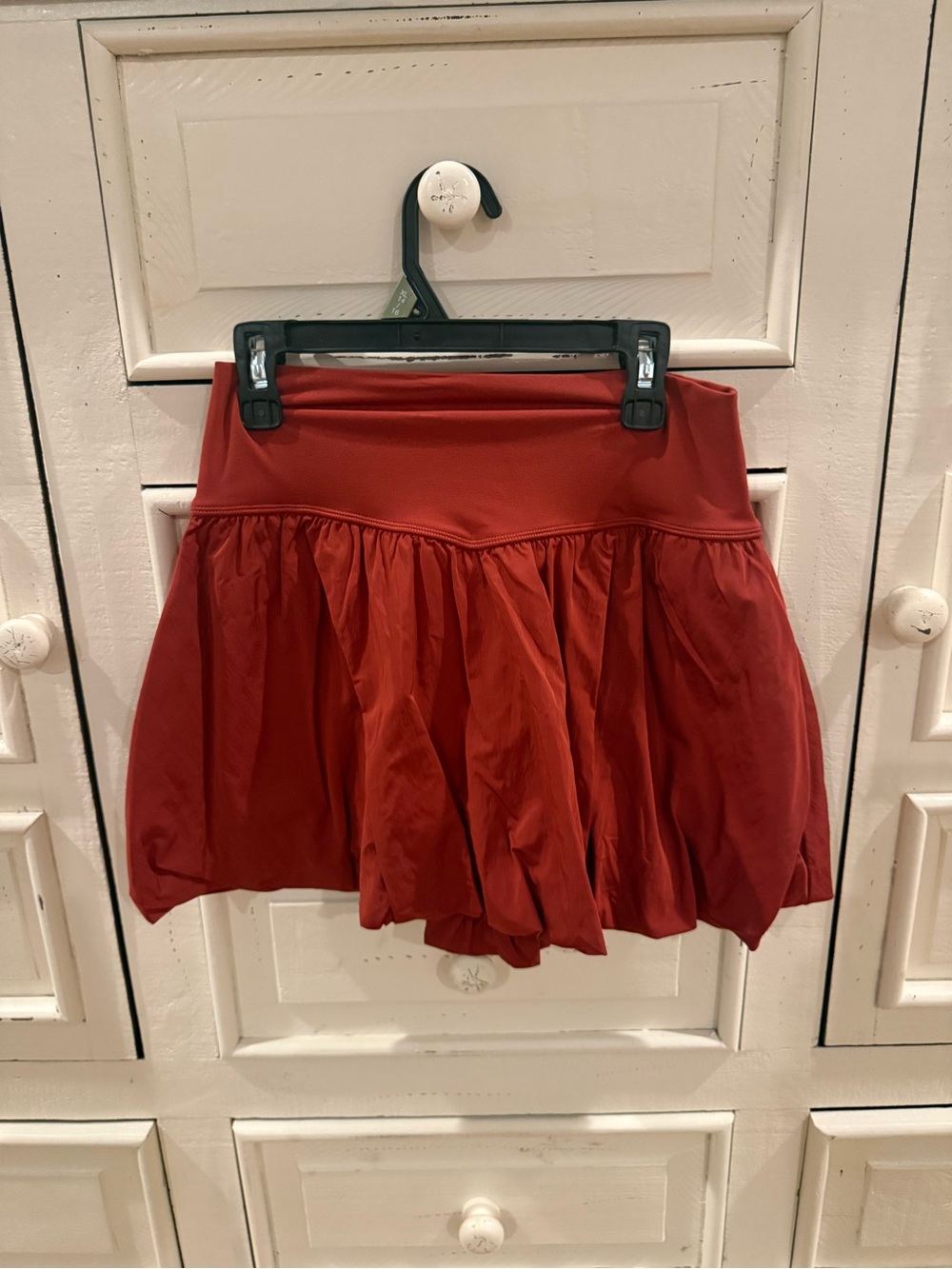 Women's Red Bubble Skirt with Flared Silhouette